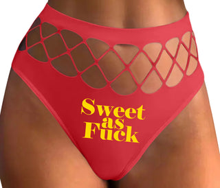 Sweet As Fuck - Red Fishnet Thong