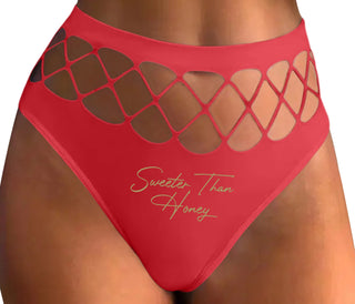 Sweeter Than Honey - Red Fishnet Thong