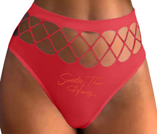 Sweeter Than Honey - Red Fishnet Thong