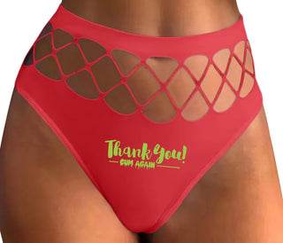 Thank You Cum Again - Red Fishnet Thong
