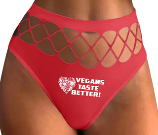 Vegans Tastes Better - Red Fishnet Thong