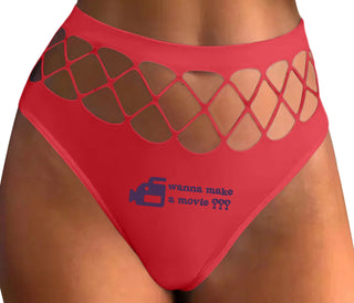 Wanna Make A Movie - Red Fishnet Thong