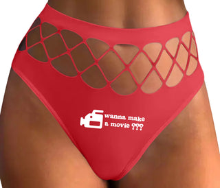 Wanna Make A Movie - Red Fishnet Thong
