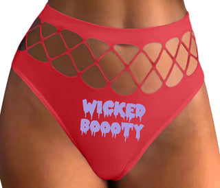 Wicked Boooty - Red Fishnet Thong