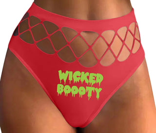 Wicked Boooty - Red Fishnet Thong