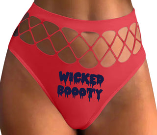 Wicked Boooty - Red Fishnet Thong