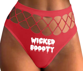 Wicked Boooty - Red Fishnet Thong