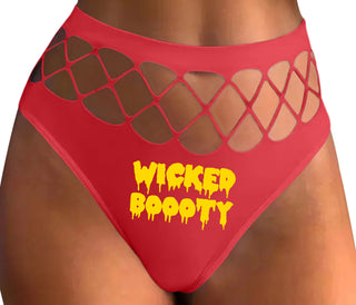 Wicked Boooty - Red Fishnet Thong