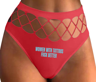 Women With Tattoos Fuck Better - Red Fishnet Thong