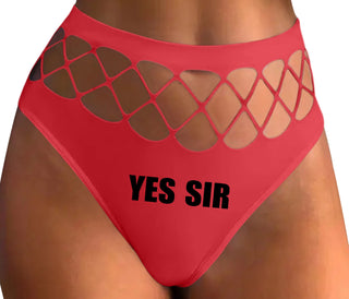 Yes Sir - Red Fishnet Thong