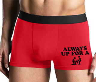 Always Up For A Threesome - Mens Red Boxer Brief