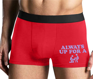 Always Up For A Threesome - Mens Red Boxer Brief