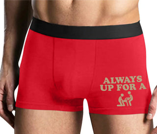 Always Up For A Threesome - Mens Red Boxer Brief