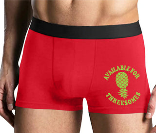 Available for Threesomes - Swinger Pineapple - Mens Red Boxer Brief