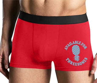 Available for Threesomes - Swinger Pineapple - Mens Red Boxer Brief