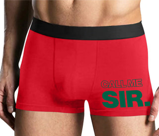 Call Me Sir - Mens Red Boxer Brief