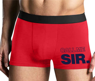 Call Me Sir - Mens Red Boxer Brief