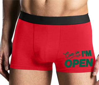 Cum In I'm Open - Mens Red Boxer Brief
