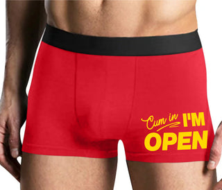 Cum In I'm Open - Mens Red Boxer Brief