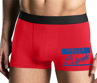Hello My Name Is Drunk - Mens Red Boxer Brief