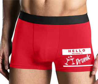 Hello My Name Is Drunk - Mens Red Boxer Brief