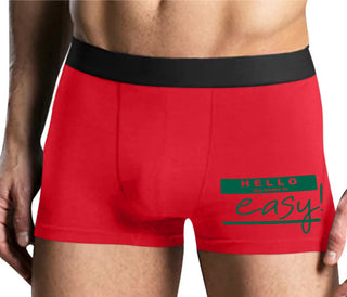 Hello My Name Is Easy - Mens Red Boxer Brief