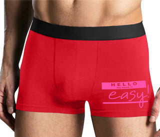 Hello My Name Is Easy - Mens Red Boxer Brief