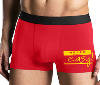 Hello My Name Is Easy - Mens Red Boxer Brief