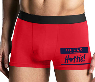 Hello My Name Is Hottie - Mens Red Boxer Brief