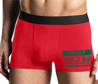 Hello My Name Is Slut - Mens Red Boxer Brief