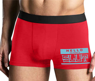 Hello My Name Is Slut - Mens Red Boxer Brief