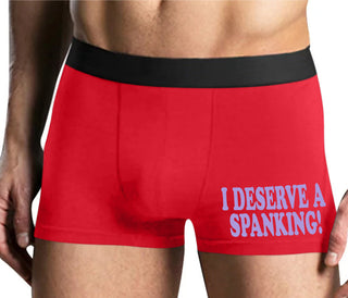 I Deserve A Spanking - Mens Red Boxer Brief