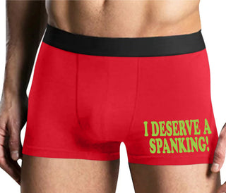 I Deserve A Spanking - Mens Red Boxer Brief