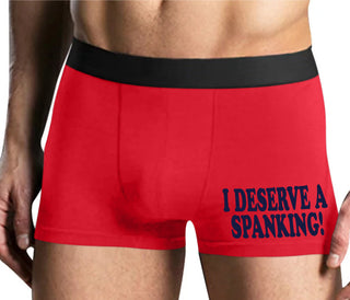 I Deserve A Spanking - Mens Red Boxer Brief
