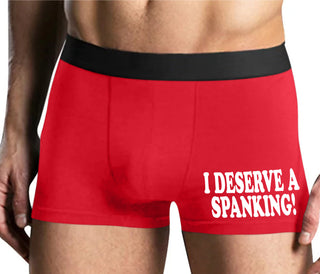 I Deserve A Spanking - Mens Red Boxer Brief