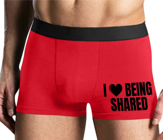 I Love Being Shared - Mens Red Boxer Brief