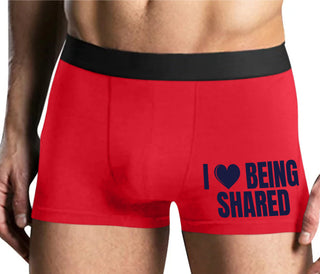 I Love Being Shared - Mens Red Boxer Brief