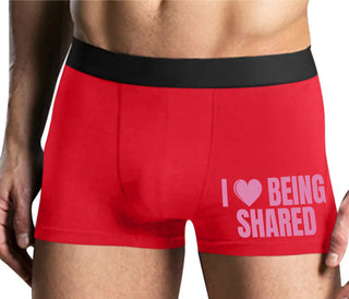 I Love Being Shared - Mens Red Boxer Brief
