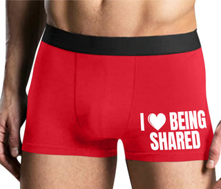 I Love Being Shared - Mens Red Boxer Brief