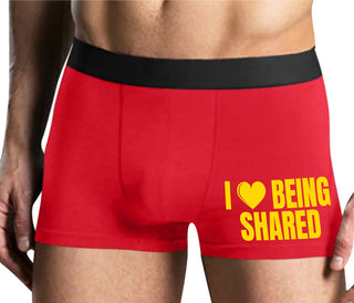I Love Being Shared - Mens Red Boxer Brief