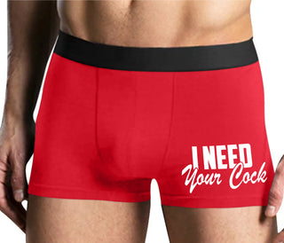 I Need Your Cock - Mens Red Boxer Brief