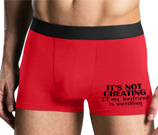 It’s Not Cheating If My Boyfriend Watches - Mens Red Boxer Brief