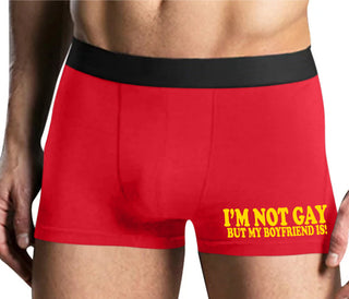 I'm Not Gay But My Boyfriend Is - Mens Red Boxer Brief
