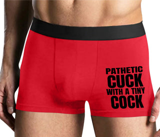Pathetic Cuck With A Tiny Cock - Mens Red Boxer Brief