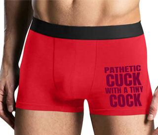 Pathetic Cuck With A Tiny Cock - Mens Red Boxer Brief