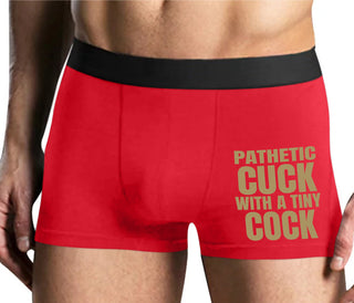 Pathetic Cuck With A Tiny Cock - Mens Red Boxer Brief