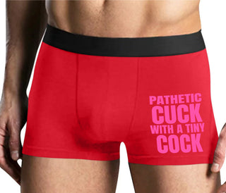 Pathetic Cuck With A Tiny Cock - Mens Red Boxer Brief
