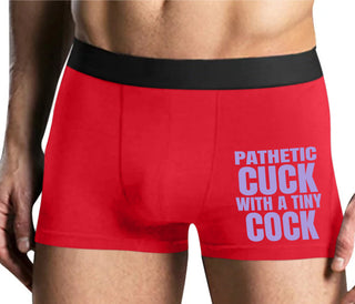 Pathetic Cuck With A Tiny Cock - Mens Red Boxer Brief