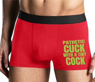 Pathetic Cuck With A Tiny Cock - Mens Red Boxer Brief
