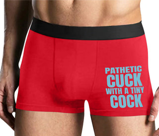Pathetic Cuck With A Tiny Cock - Mens Red Boxer Brief